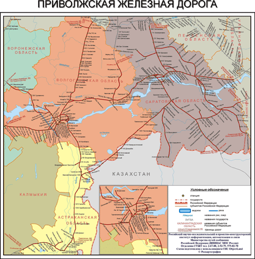Карта Приволжской железной дороги