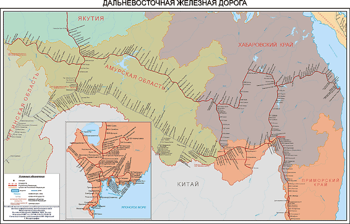 Карта Дальневосточной железной дороги